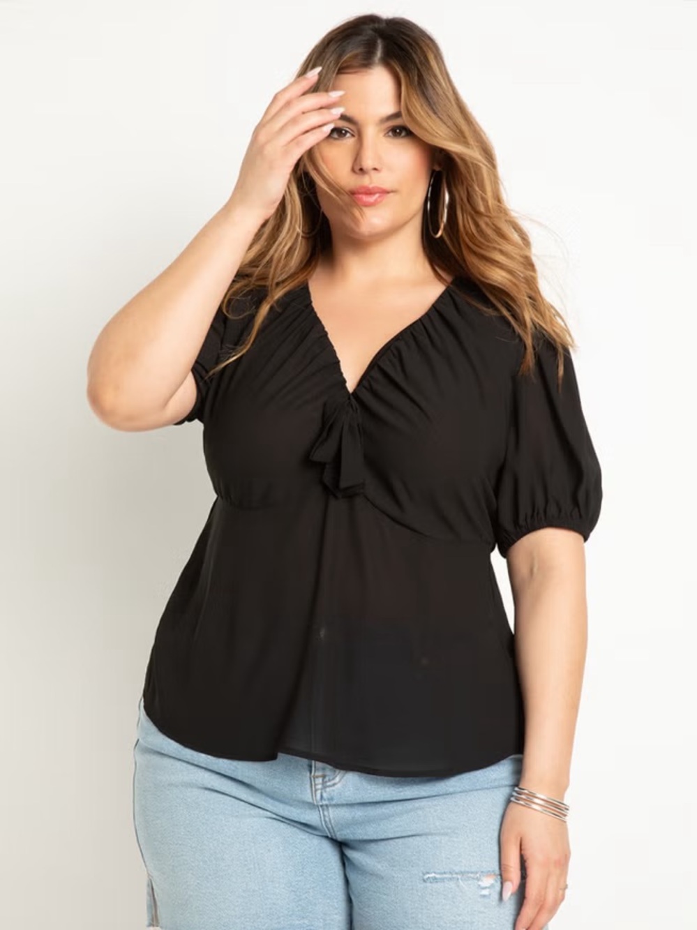 NWT Eloquii Tunnel Neck Puff Sleeve Blouse